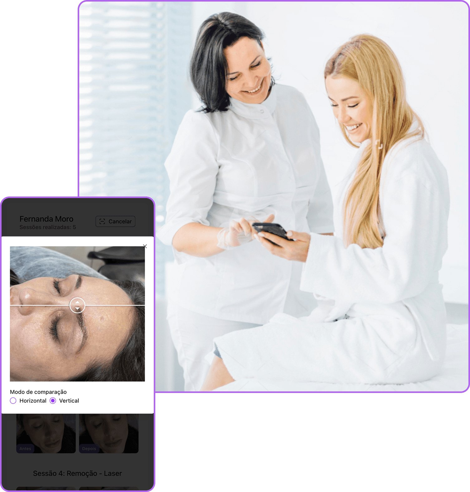 Interface do Save Now - Fotos de Antes e Depois